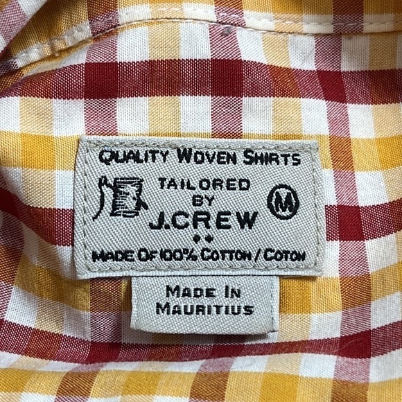 J. Crew Factory Button Down Shirt Men's M Fitted Red Gold Check 100% Cotton - Picture 5 of 13